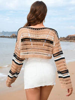 Openwork Boat Neck Dropped Shoulder Cover-Up for a perfect OOTD – dress to impress outfits from Amexza