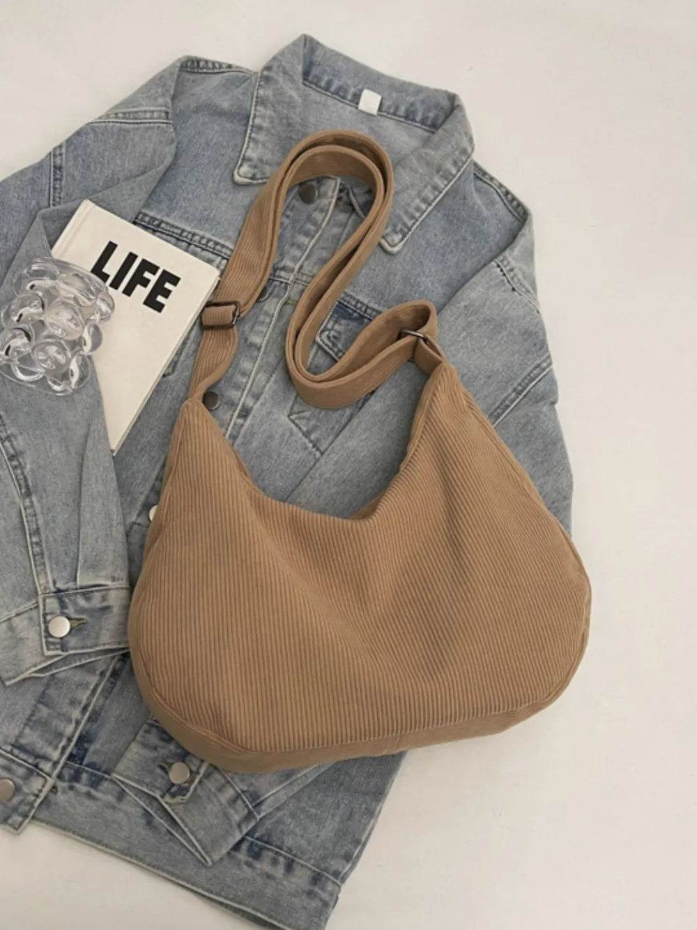 Ribbed Adjustable Strap Shoulder Bag for a perfect OOTD – dress to impress outfits from Amexza