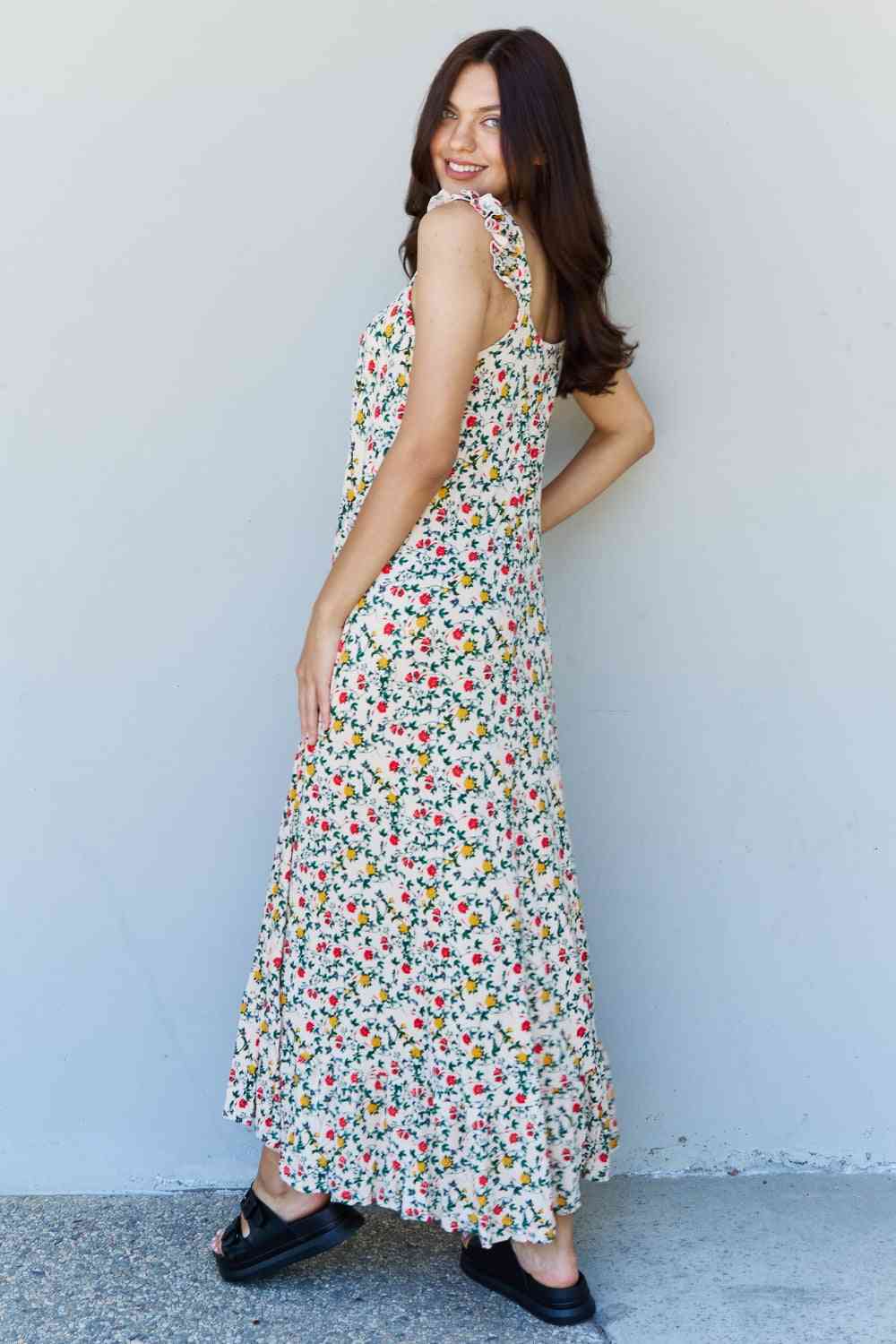 Doublju In The Garden Ruffle Floral Maxi Dress in Natural Rose for a perfect OOTD – dress to impress outfits from Amexza