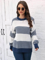 Full Size Round Neck Drop Shoulder Sweater Dusty Blue for a perfect OOTD – dress to impress outfits from Amexza