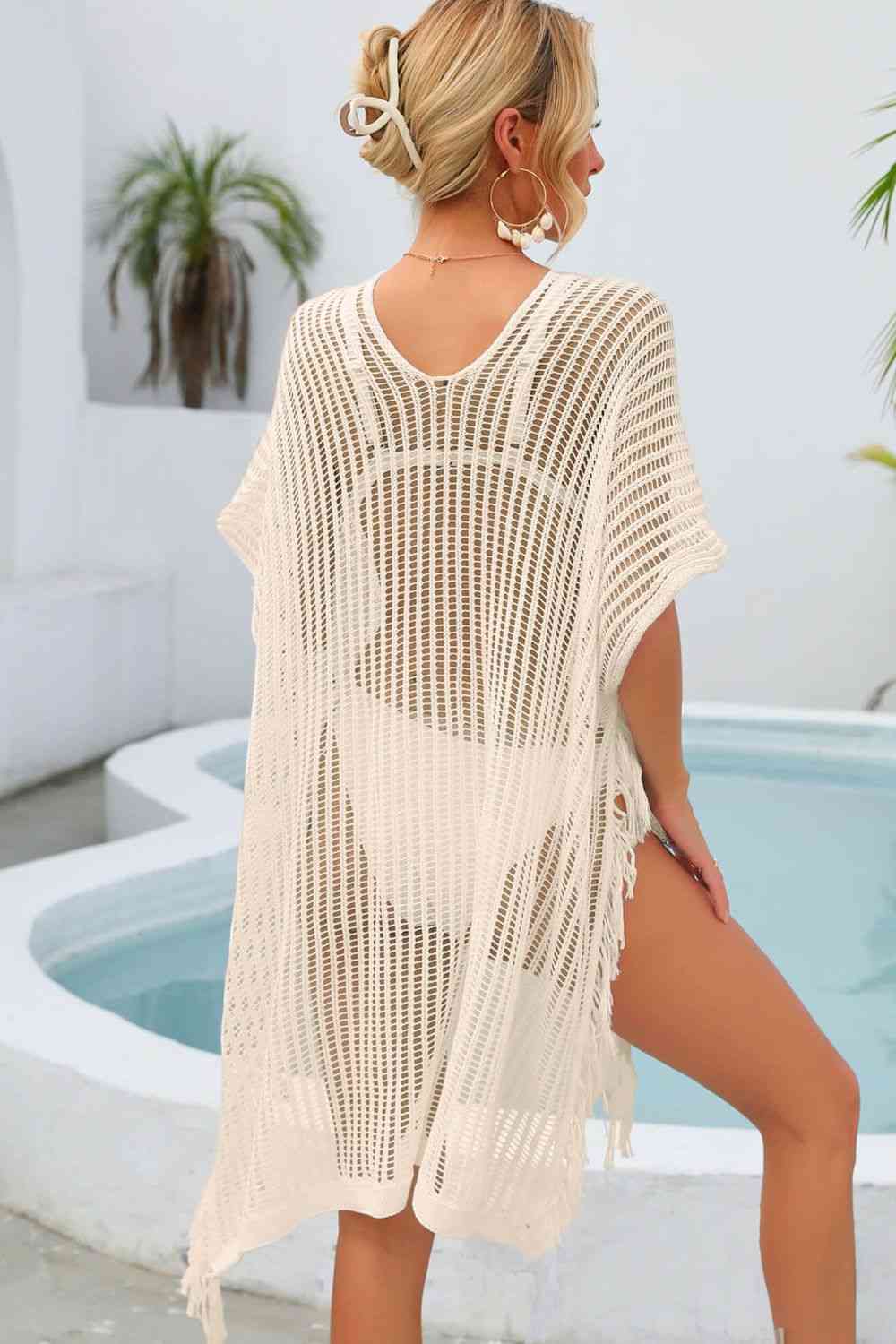 Angel Wings Fringe Trim Openwork Cover Up for a perfect OOTD – dress to impress outfits from Amexza