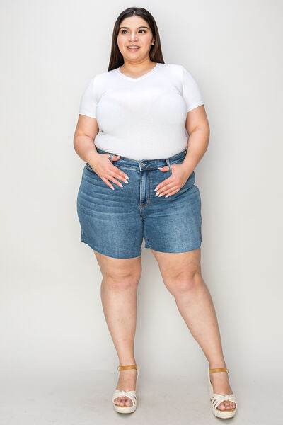 Judy Blue Full Size High Waist Slim Denim Shorts Medium for a perfect OOTD – dress to impress outfits from Amexza