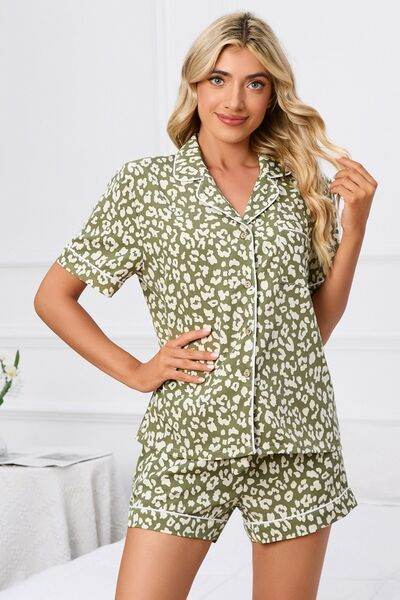 Full Size Leopard Short Sleeve Top and Shorts Lounge Set Plus Size for a perfect OOTD – dress to impress outfits from Amexza