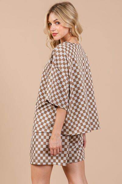 Ces Femme Checkered Round Neck Top and Shorts Set for a perfect OOTD – dress to impress outfits from Amexza