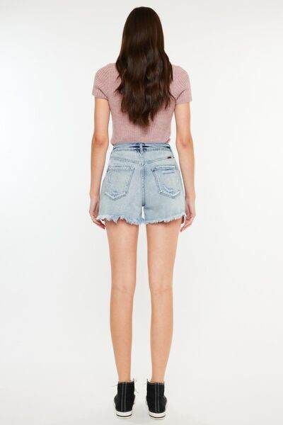 Kancan Distressed High Waist Denim Shorts with Pockets for a perfect OOTD – dress to impress outfits from Amexza