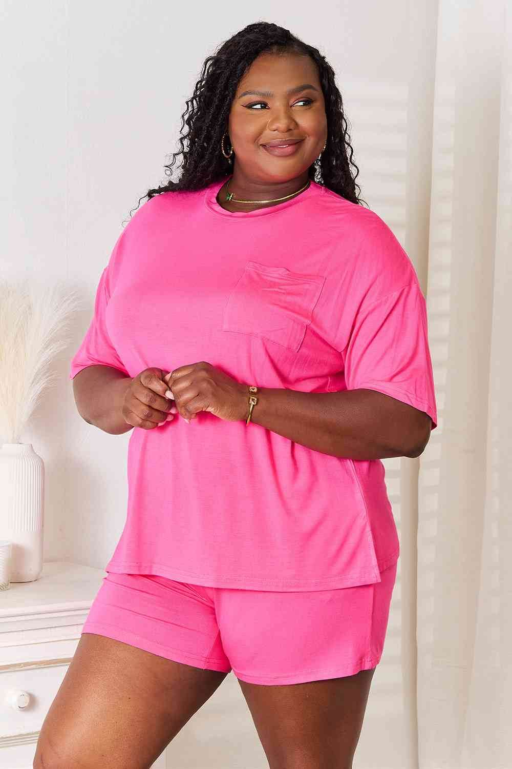 Basic Bae Full Size Soft Rayon Half Sleeve Top and Shorts Set for a perfect OOTD – dress to impress outfits from Amexza