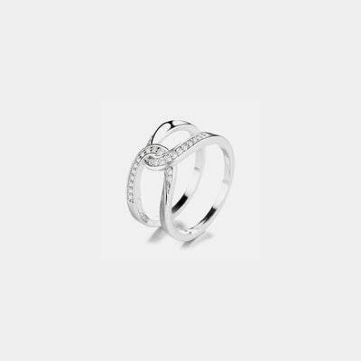 Twisted Inlaid Zircon Double-layered Ring Silver for a perfect OOTD – dress to impress outfits from Amexza