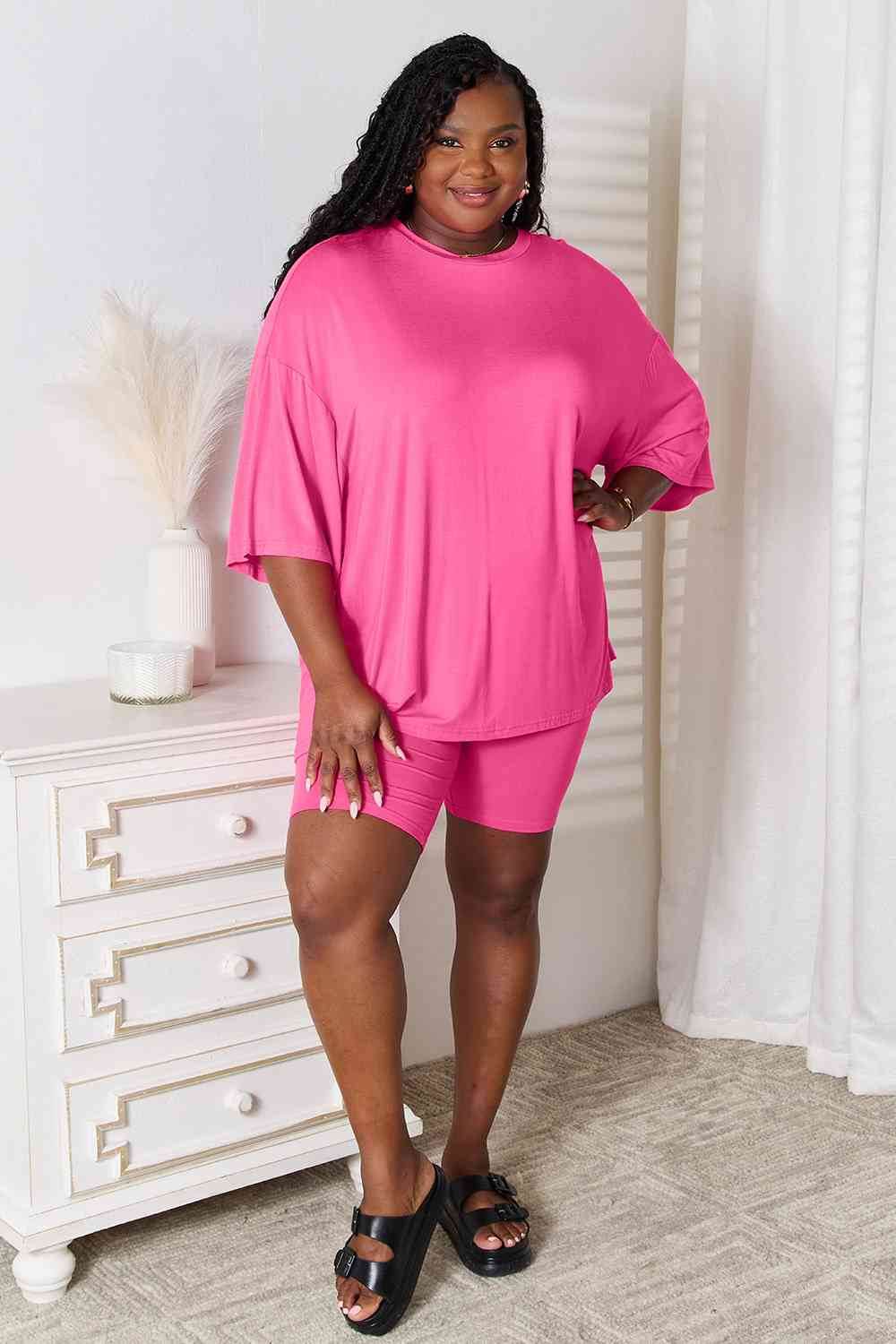 Basic Bae Full Size Soft Rayon Three-Quarter Sleeve Top and Shorts Set - Amexza