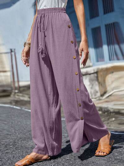 Full Size Tassel Wide Leg Pants Lilac for a perfect OOTD – dress to impress outfits from Amexza