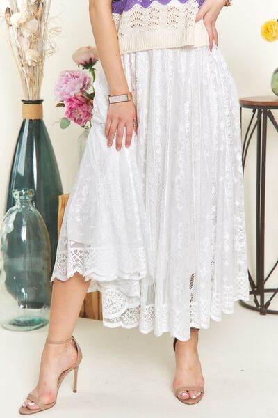 ADORA Elastic Waist Lace Midi Skirt for a perfect OOTD – dress to impress outfits from Amexza