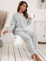 Ivy Lane Teddy Long Sleeve Top and Pants Lounge Set for a perfect OOTD – dress to impress outfits from Amexza