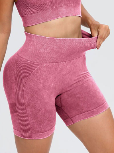 Washed High Waist Active Shorts Dusty Pink for a perfect OOTD – dress to impress outfits from Amexza