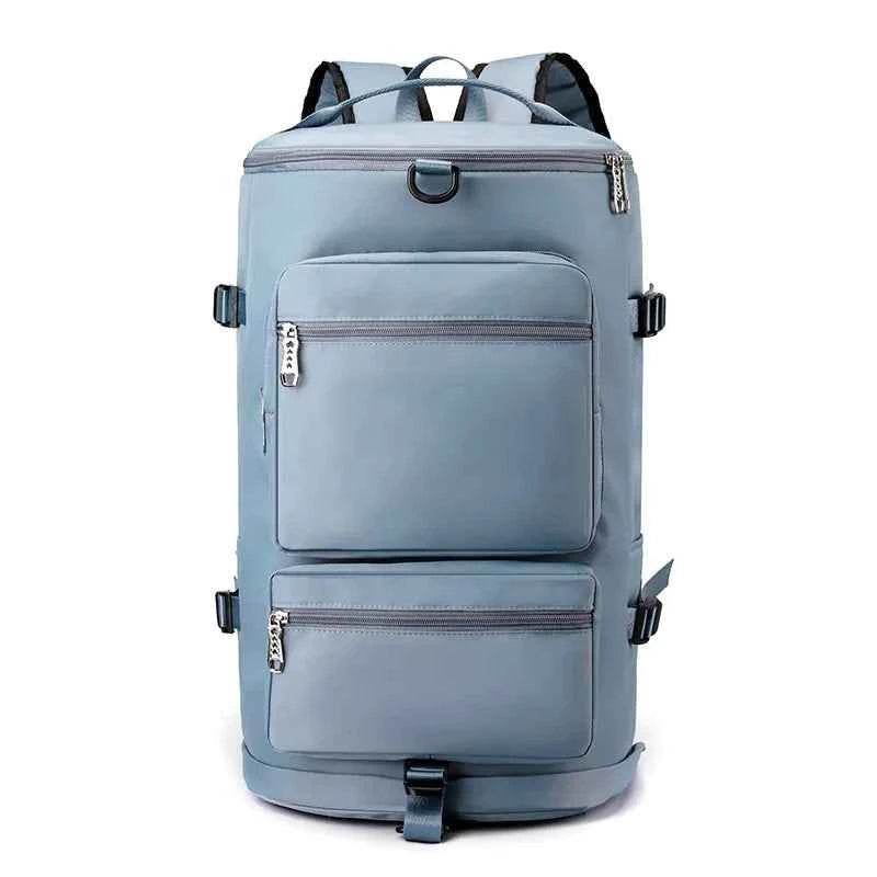 Multi Pocket Travel Backpack Bag Light Blue One Size for a perfect OOTD – dress to impress outfits from Amexza