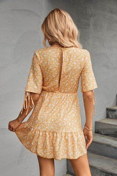 Ditsy Floral V-Neck Half Sleeve Mini Dress for a perfect OOTD – dress to impress outfits from Amexza