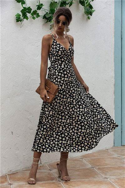 Daisy Print Surplice Midi Cami Dress for a perfect OOTD – dress to impress outfits from Amexza