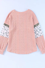 Sequin Leopard Round Neck Long Sleeve Sweater for a perfect OOTD – dress to impress outfits from Amexza