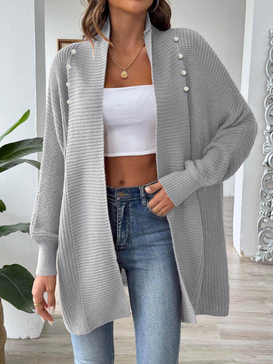 Open Front Long Sleeve Cardigan for a perfect OOTD – dress to impress outfits from Amexza