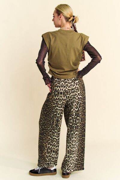 Davi & Dani Leopard Wide Leg Pants for a perfect OOTD – dress to impress outfits from Amexza