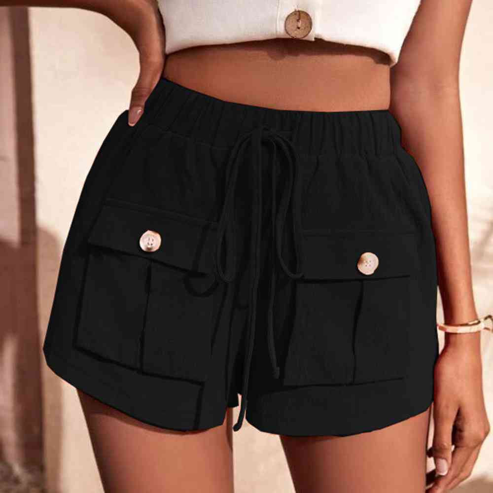 Tie Waist Cargo Shorts Black for a perfect OOTD – dress to impress outfits from Amexza