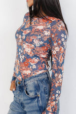 Floral Round Neck Long Sleeve T-Shirt - Amexza