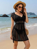Openwork V-Neck Cap Sleeve Cover-Up for a perfect OOTD – dress to impress outfits from Amexza