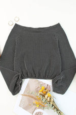 Off-Shoulder Long Sleeve Top - Amexza