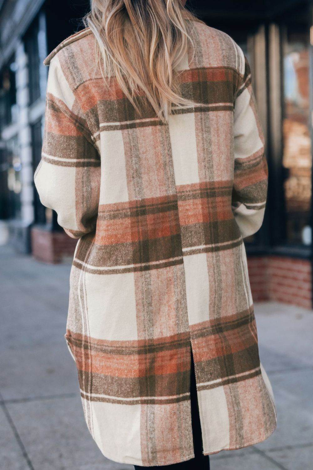 Pocketed Plaid Collared Neck Shacket for a perfect OOTD – dress to impress outfits from Amexza