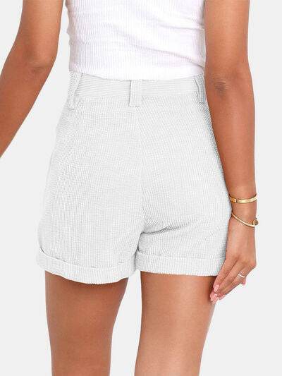 Full Size High Waist Shorts with Pockets White for a perfect OOTD – dress to impress outfits from Amexza