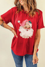 Santa Round Neck Short Sleeve T-Shirt - Amexza