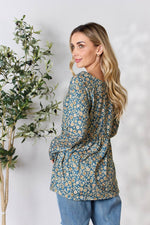 Heimish Full Size Floral Half Button Long Sleeve Blouse for a perfect OOTD – dress to impress outfits from Amexza