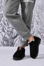 Letter M Suede Round Toe Slippers Black for a perfect OOTD – dress to impress outfits from Amexza