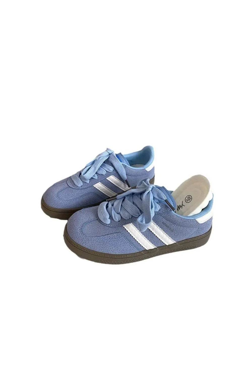 Contrast Round Toe Flat Sneakers Pastel Blue for a perfect OOTD – dress to impress outfits from Amexza