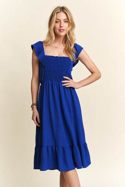 ADORA Smocked Square Neck Ruffled Cap Sleeve Dress for a perfect OOTD – dress to impress outfits from Amexza