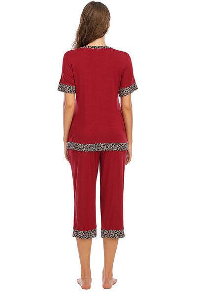 Round Neck Short Sleeve Top and Capris Pants Lounge Set for a perfect OOTD – dress to impress outfits from Amexza