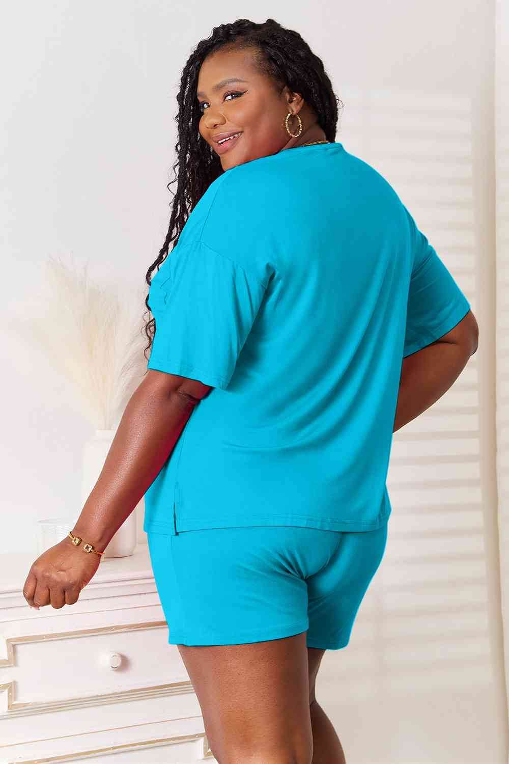 Basic Bae Full Size Soft Rayon Half Sleeve Top and Shorts Set for a perfect OOTD – dress to impress outfits from Amexza