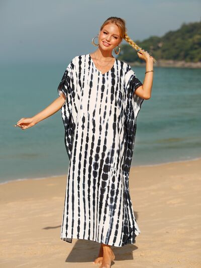 Tie-Dye V-Neck Half Sleeve Cover-Up for a perfect OOTD – dress to impress outfits from Amexza