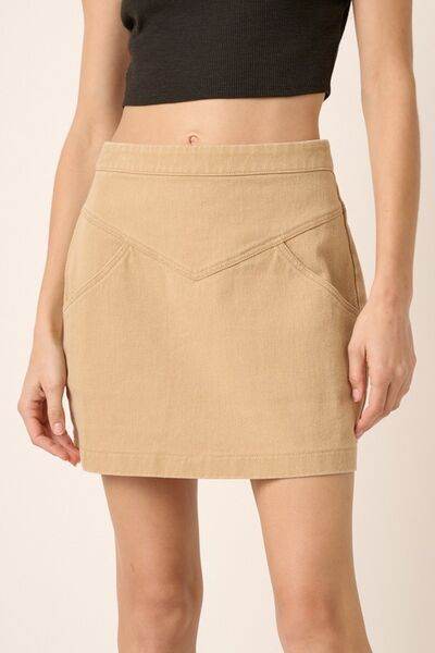 Mittoshop Zipper Back Twill Mini Skirt Tan for a perfect OOTD – dress to impress outfits from Amexza