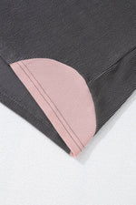 Textured Contrast Stitching Raglan Sleeve Top - Amexza