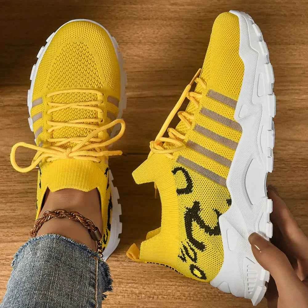 Lace Up Mesh Breathable Athletic Yellow for a perfect OOTD – dress to impress outfits from Amexza