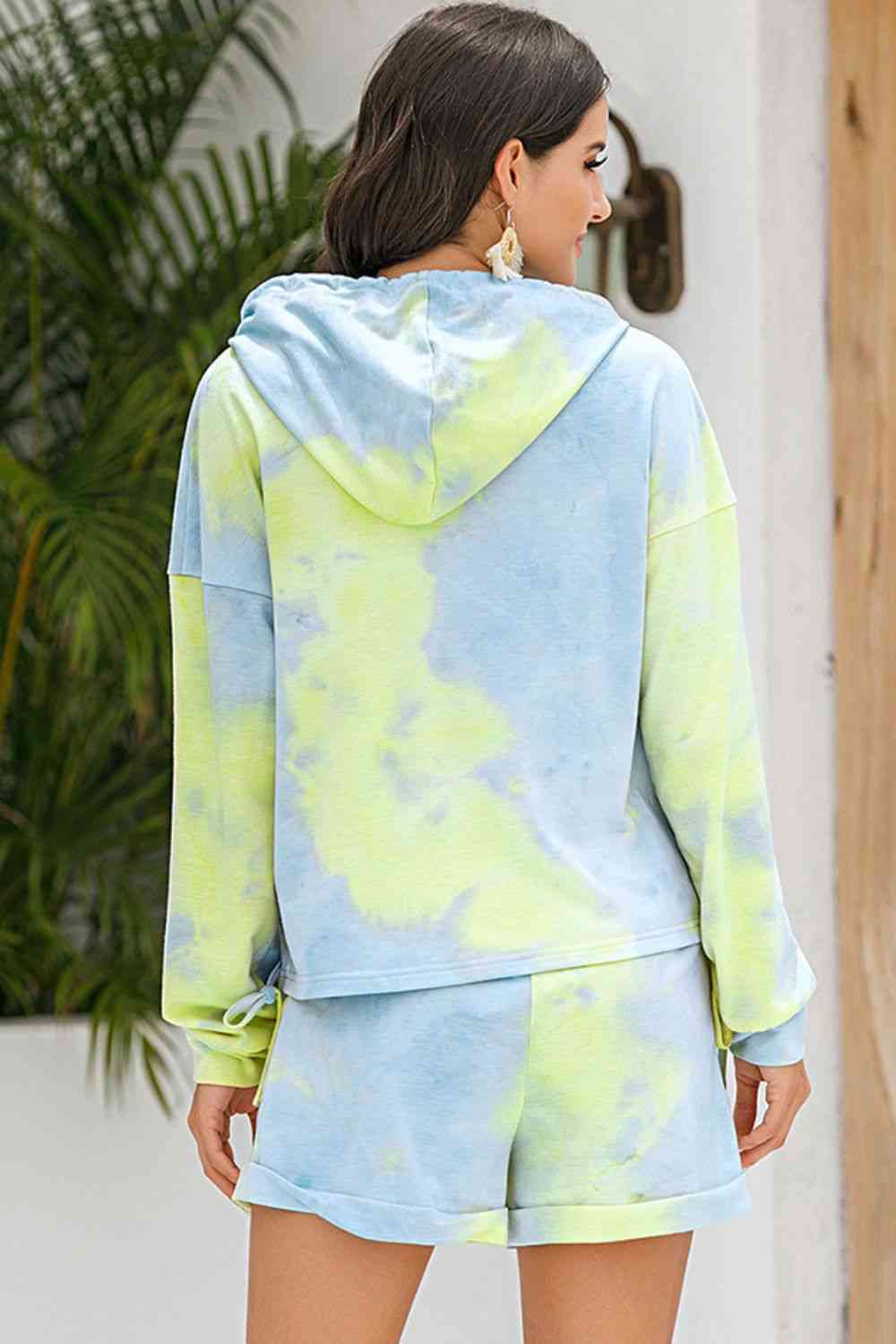 Ivy Lane Tie-Dye Drawstring Hoodie and Shorts Set for a perfect OOTD – dress to impress outfits from Amexza