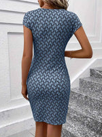 Printed Round Neck Cap Sleeve Dress