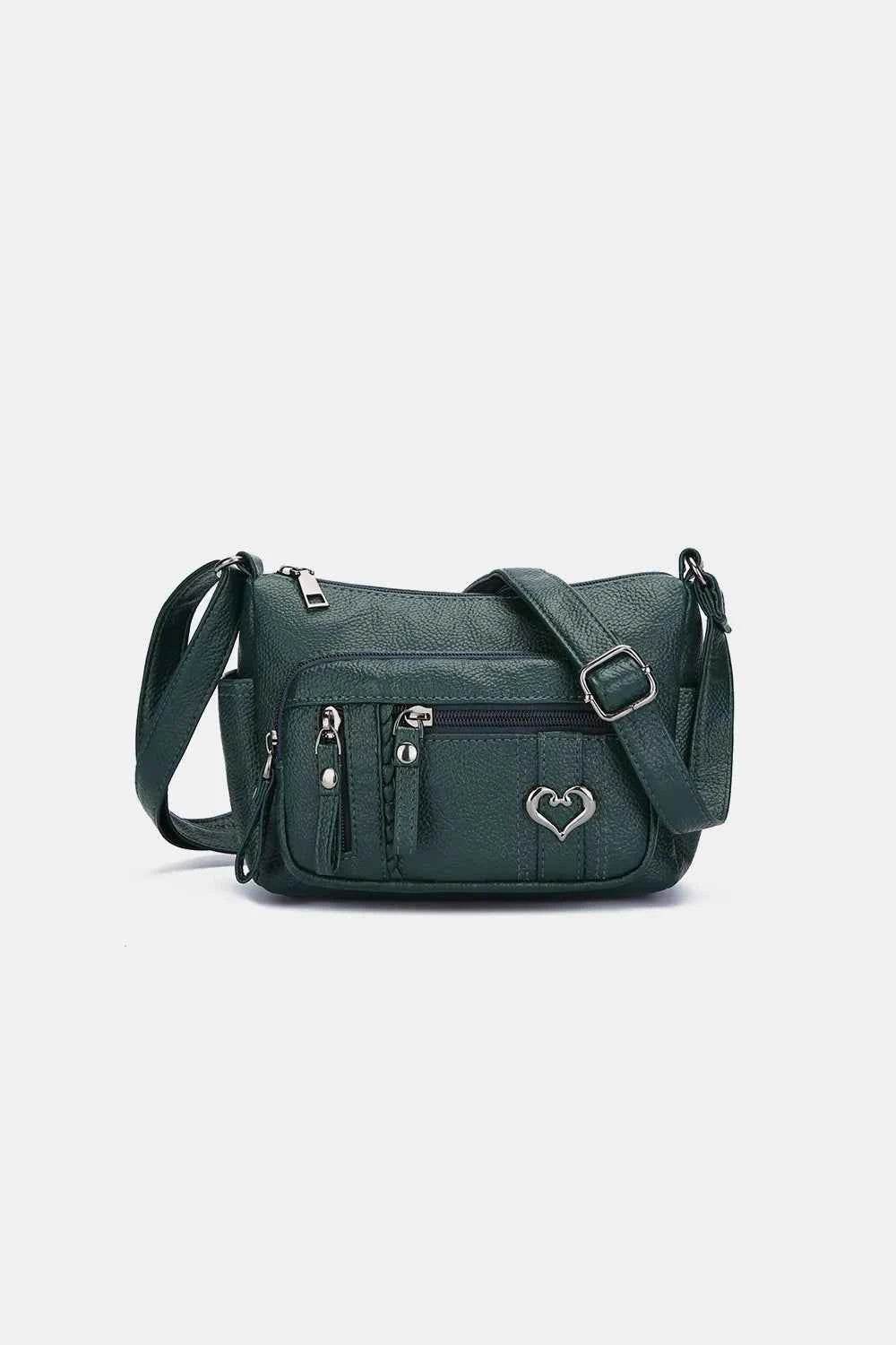 PU Leather Adjustable Strap Shoulder Bag Dark Green One Size for a perfect OOTD – dress to impress outfits from Amexza