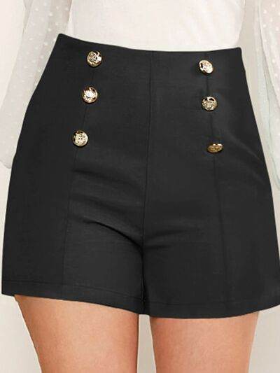 FAM-FAM Decorative Button High Waist Shorts for a perfect OOTD – dress to impress outfits from Amexza