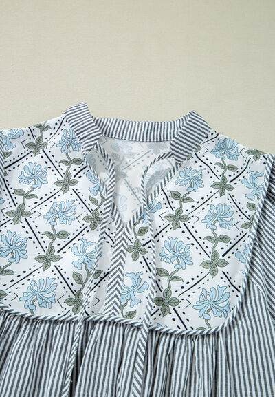 Tied Floral Printed Striped Long Sleeve Dress for a perfect OOTD – dress to impress outfits from Amexza