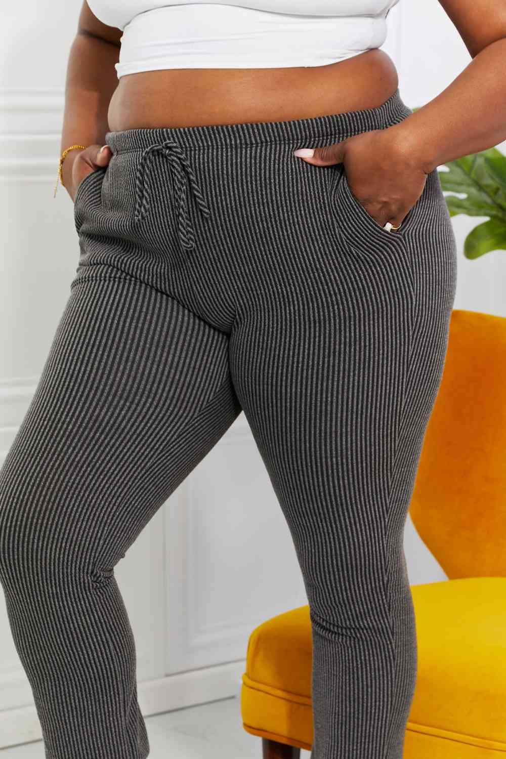 Blumin Apparel Full Size Easy Living Ribbed Joggers for a perfect OOTD – dress to impress outfits from Amexza