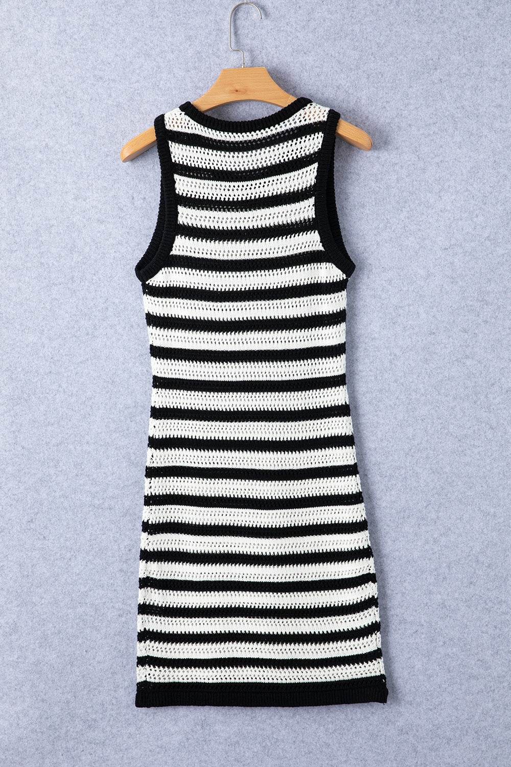 Openwork Striped Wide Strap Knit Dress for a perfect OOTD – dress to impress outfits from Amexza