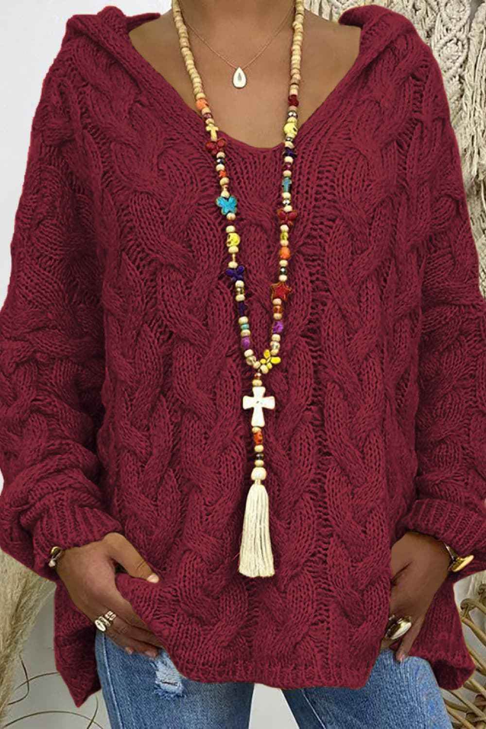 Cable-Knit Hooded Sweater for a perfect OOTD – dress to impress outfits from Amexza