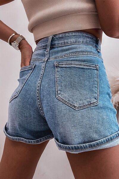 Rhinestone High Waist Denim Shorts for a perfect OOTD – dress to impress outfits from Amexza