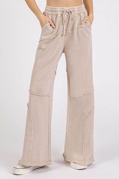 Mittoshop Asymmetric Seam Mineral Wash Elastic Waist Pants for a perfect OOTD – dress to impress outfits from Amexza