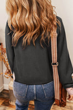 Textured Contrast Stitching Raglan Sleeve Top - Amexza